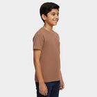 Boys' Brown Round Neck Graphic Printed T-Shirt, Brown, small