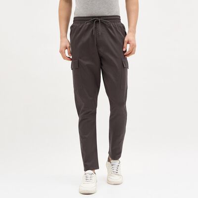 Men's Dark Graphite Grey Tapered Fit Cargo Track Pants