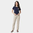 Women Navy Blue Round Neck Regular T-Shirt, नेवी ब्लू, small