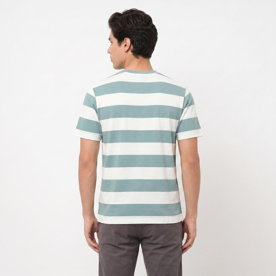 Men's Aqua Round Neck Regular T-Shirt, Aqua, large