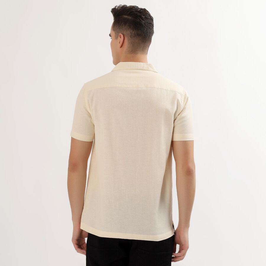 Men's Off-White Cotton Blend Half Sleeve Cuban Collar Casual Shirt, ऑफ व्हाइट, large image number null