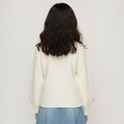 Girls Off White Crew Neck Casual Pullover, Off White, small image number null
