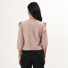 Women's Beige Mock Neck Textured Top, गहरा पीला, small