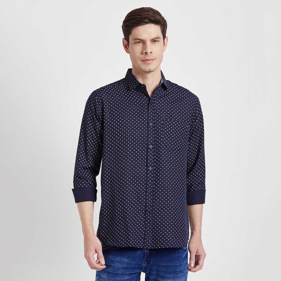 Printed Casual Shirt, Navy Blue, large image number null