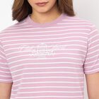Women's Pink Round Neck Casual T-Shirt, Lilac, small