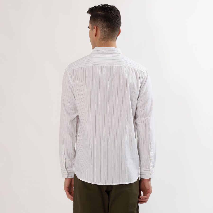 Men's Rich Eggshell White Cotton Classic Casual Shirt, White, large image number null