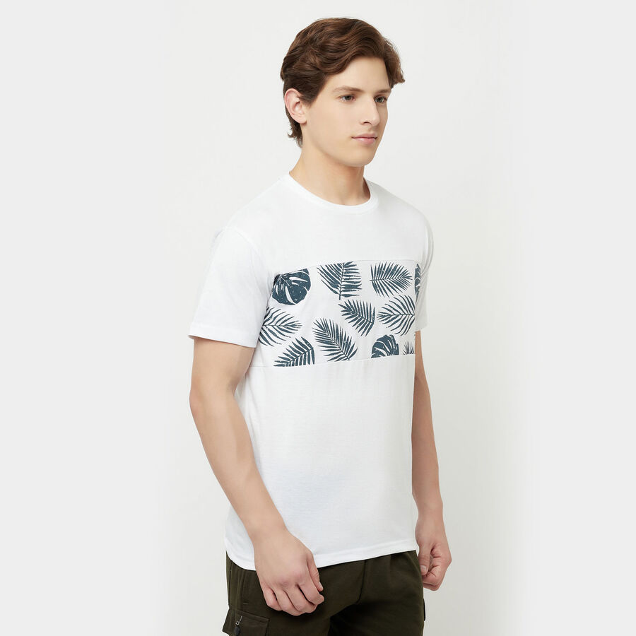 Cut & Sew Round Neck T-Shirt, White, large image number null