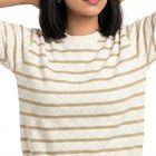 Women's Beige Cotton Round Neck Regular Top, Beige, small