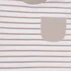 Infants' Beige and White Cotton Crew Neck Casual T-Shirt, Beige, small image number null