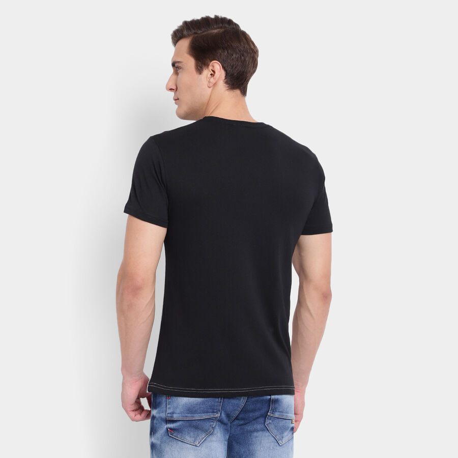 Cut & Sew Round Neck T-Shirt, Black, large image number null