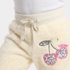 Girls' White Jogger Fit Cherry Applique Pyjama, सफ़ेद, small