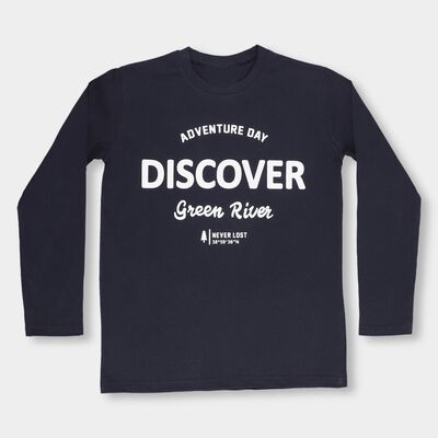 Boys' Navy Blue Round Neck Casual T-Shirt