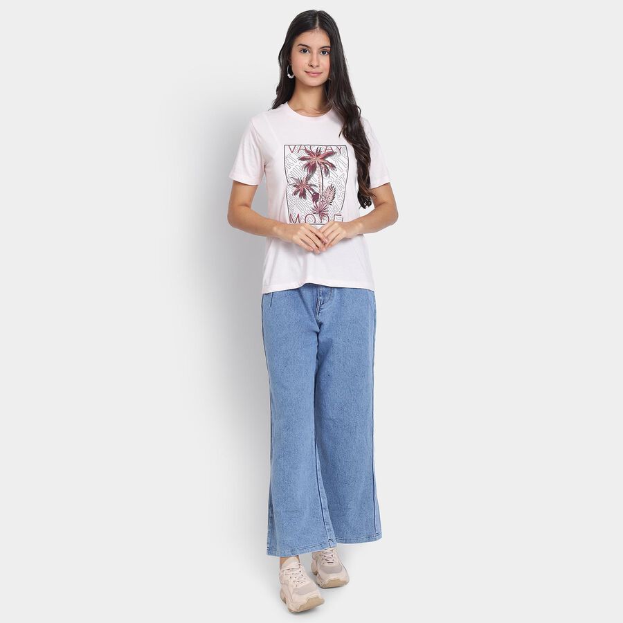 Ladies' Round Neck T-Shirt, हल्का गुलाबी, large image number null