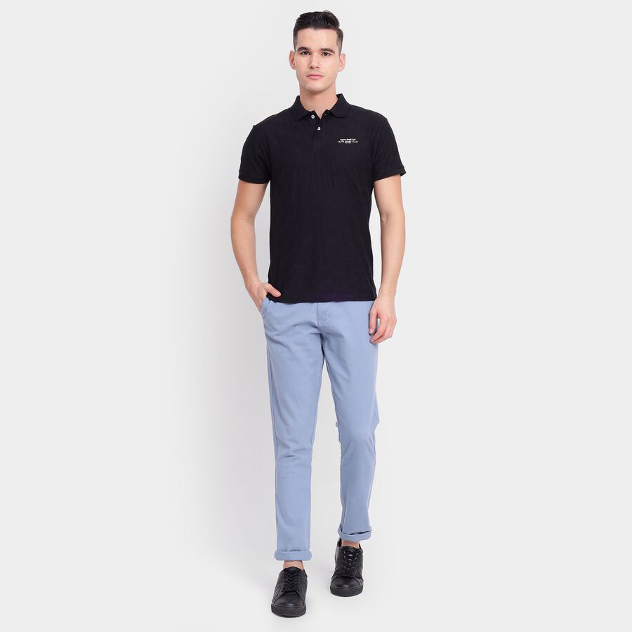 Men's 100% Cotton Slim Fit Casual Trousers , हल्का नीला, large image number null