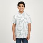 Boys' Light Sage Green Cotton Half Sleeve Button-Down Casual Shirt, Light Green, small image number null