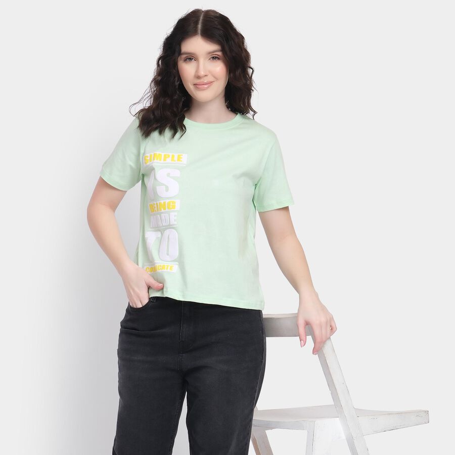Ladies' 100% Cotton Round Neck T-Shirt, Neon Green, large image number null
