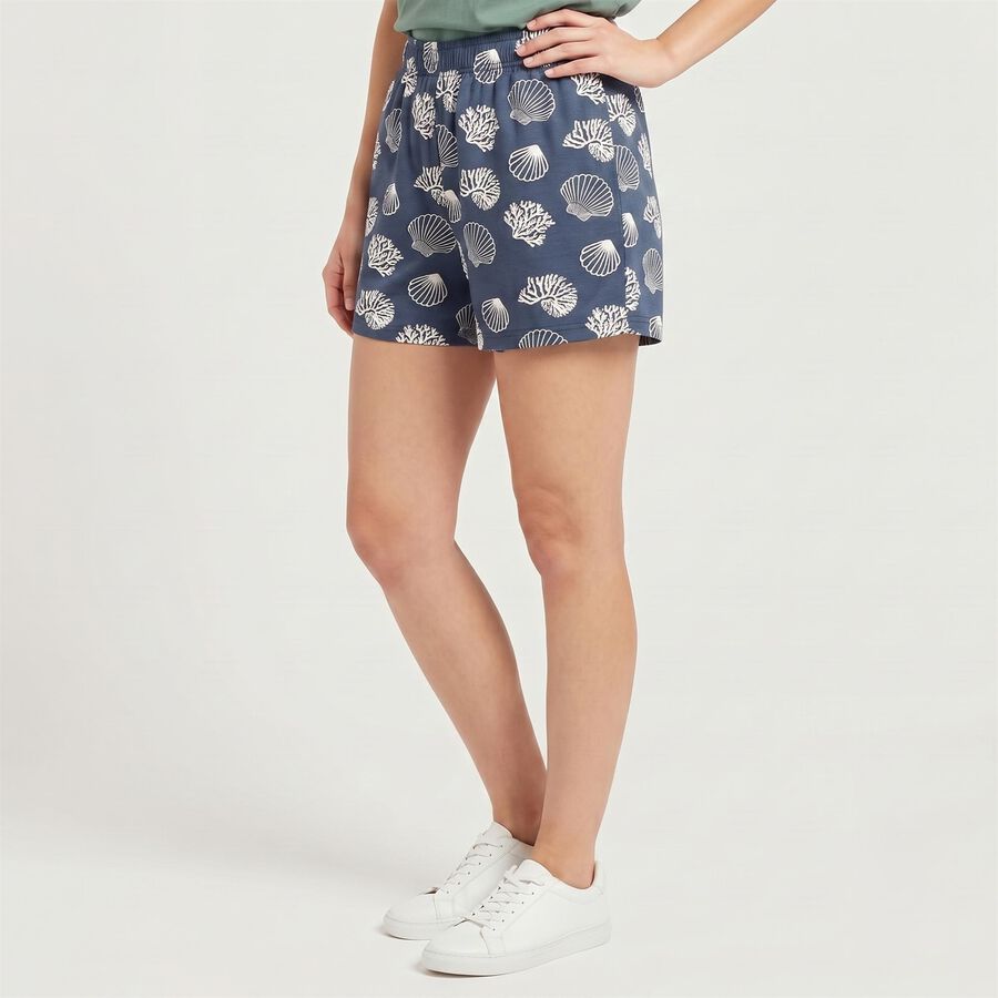 Women's Navy Blue Regular Fit Printed Shorts, Navy Blue, large