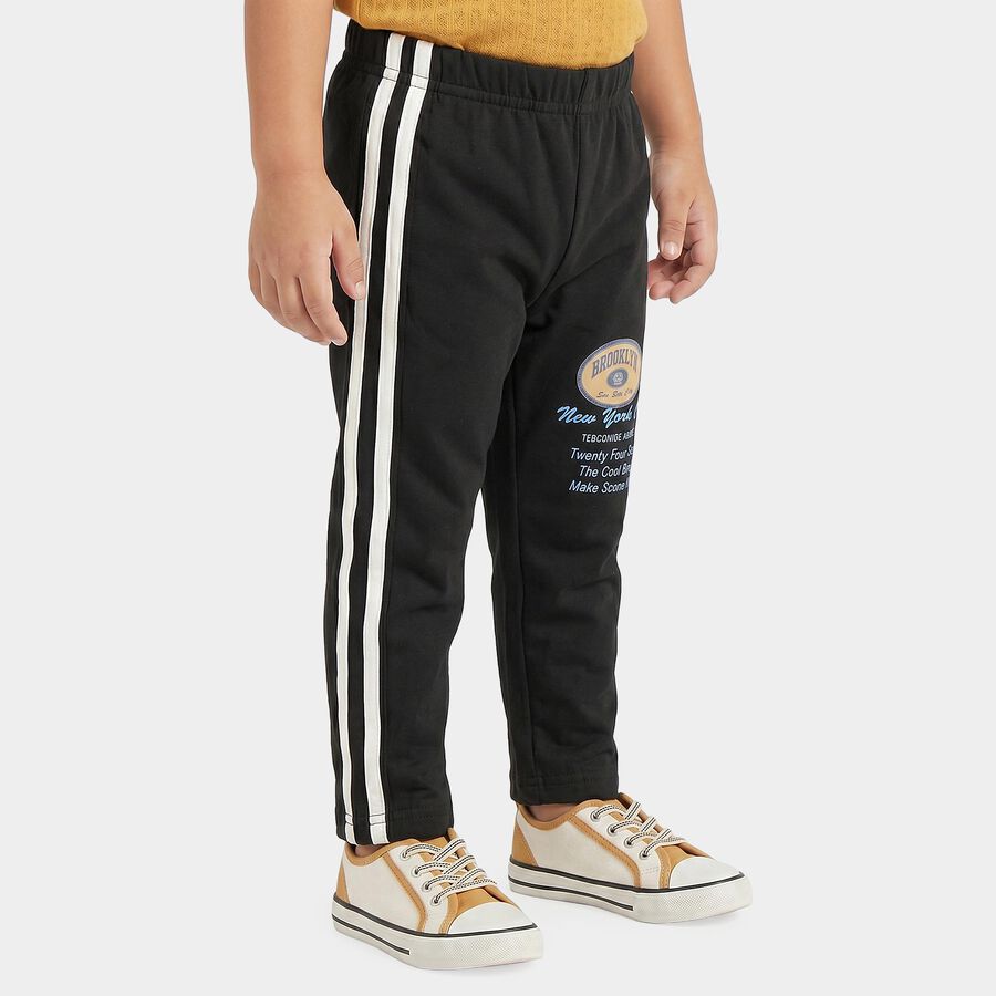 Boys Black Straight Fit Graphic Printed Pyjama, Black, large
