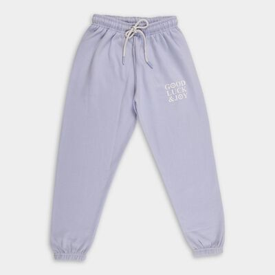 Girls' Soft Lavender Printed Elastic Waist Winter Pyjama