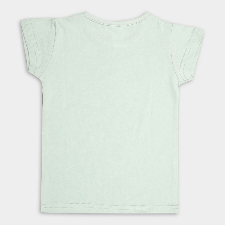 Girl's Cotton T-Shirt, हल्का हरा, large image number null