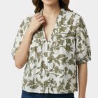 Women's Green Cotton Mandarin Collar Casual Shirt, Light Green, small