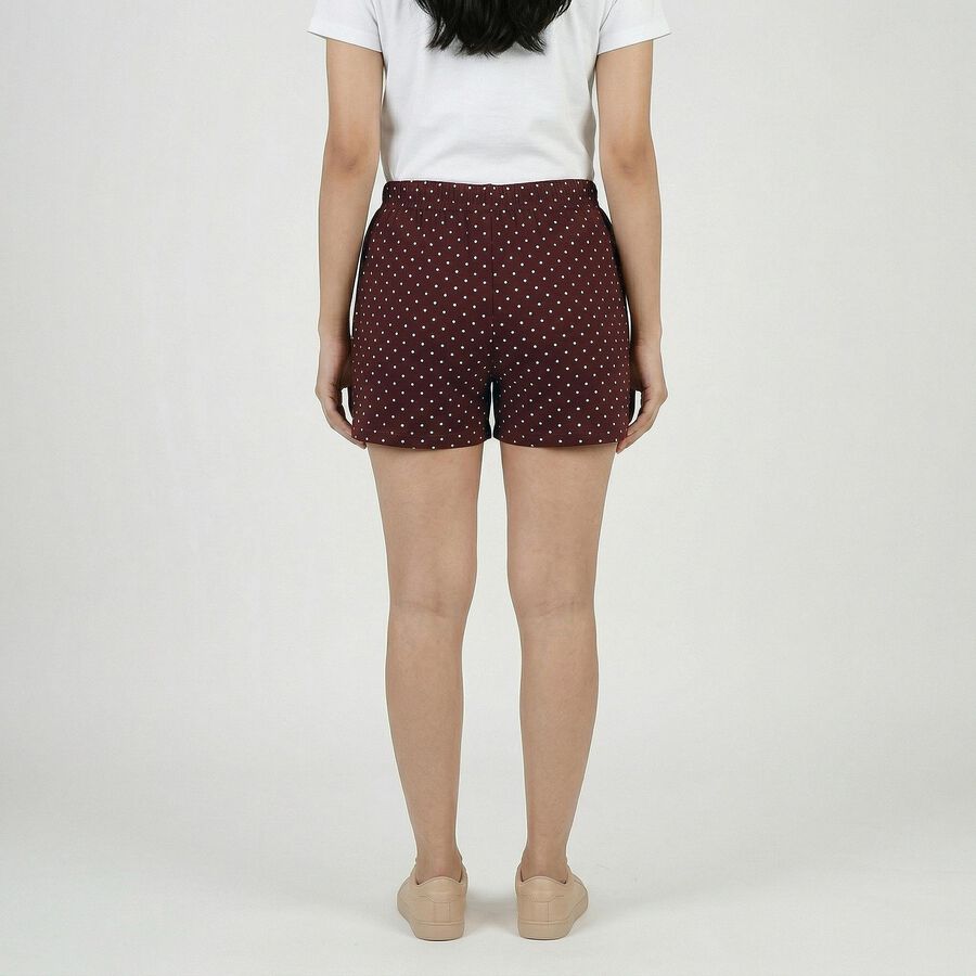 Women's Wine Cotton Minimalist Shorts, वाइन, large