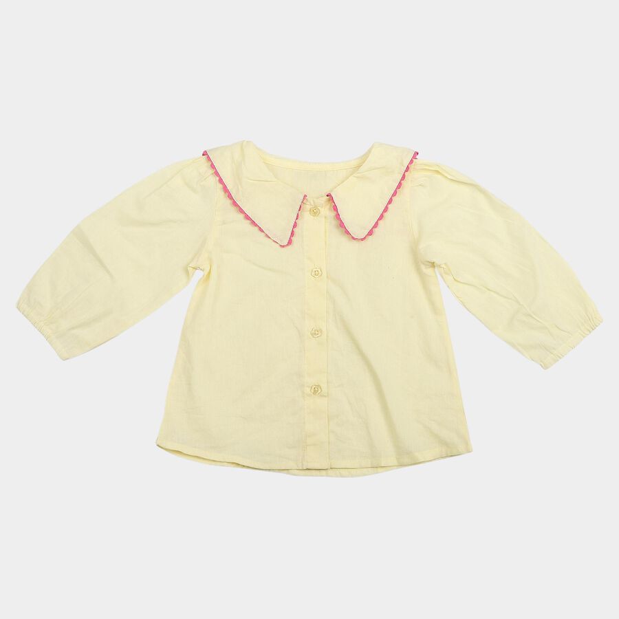 Infants Yellow Cotton Peter Pan Collar Shirt, पीला, large