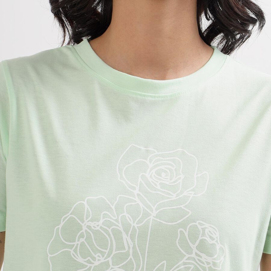 Women's Mint Green Round Neck T-Shirt, हल्का हरा, large image number null
