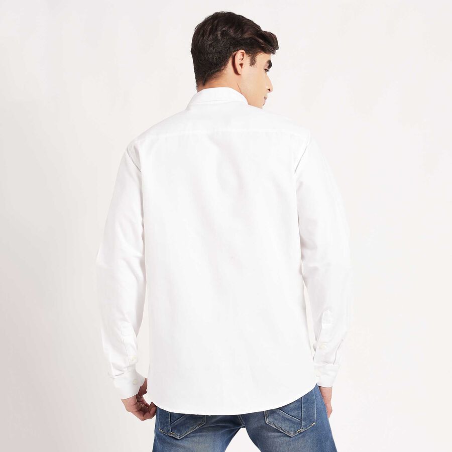 Solid Slim Fit Casual Shirt, White, large image number null