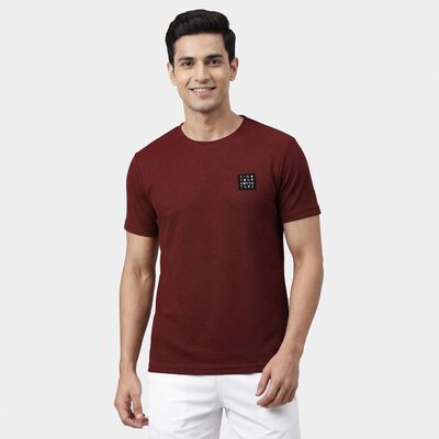 Men's Pink Round Neck Athleisure T-Shirt