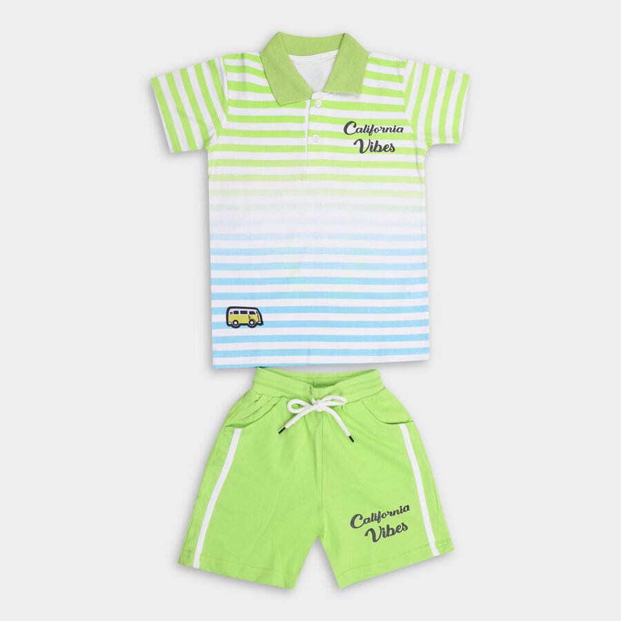Boys' 100% Cotton Knit Baba Suit, Light Green, large image number null
