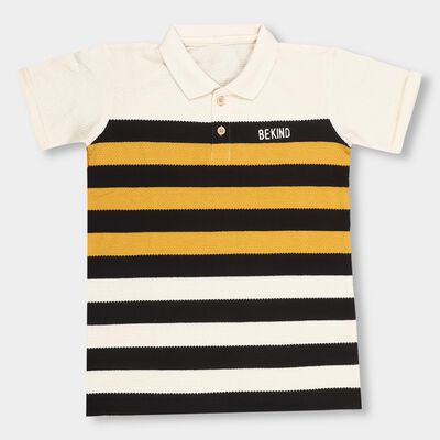 Boys Bright Mustard Yellow Polo Neck Casual T-Shirt