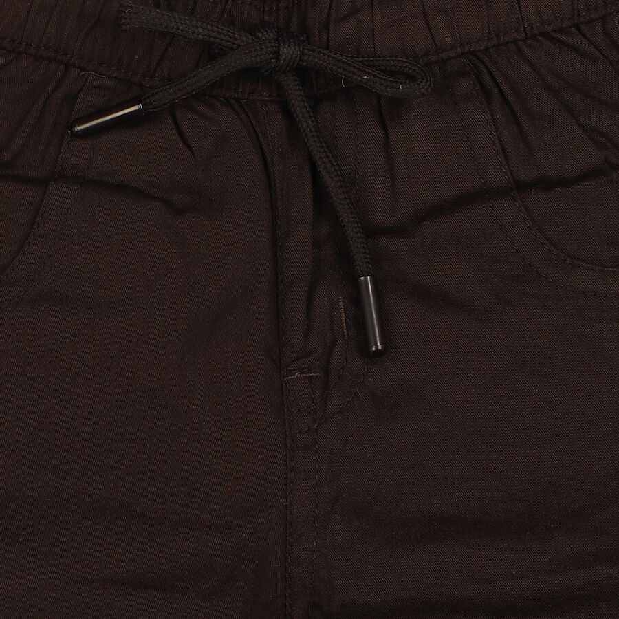 Boys Brown Regular Fit Drawstring Jogger Trousers, Brown, large