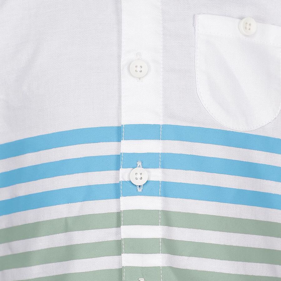 Infants Bright Snow White Cotton Half Sleeve Classic Casual Shirt, White, large image number null