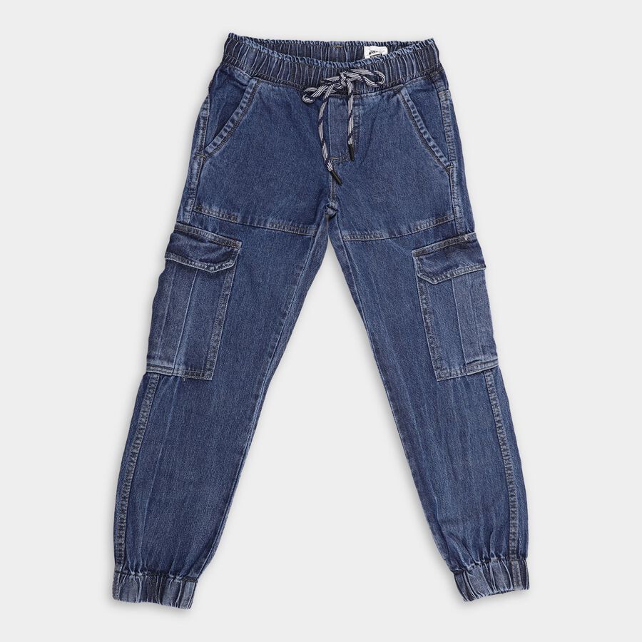 Boys' 100% Cotton Jeans , गहरा नीला, large image number null