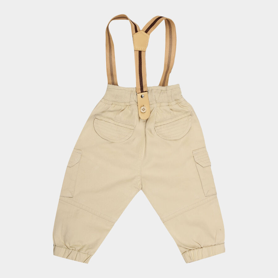 Infants Cotton Solid Trousers, Beige, large image number null