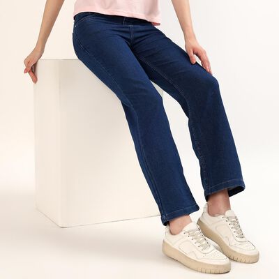 Women's Blue Skinny Fit Washed Jeans