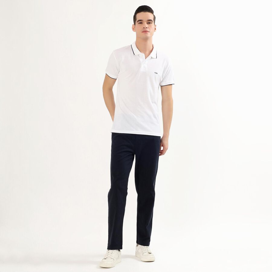 Men's White Polo Neck Classic T-Shirt, White, large