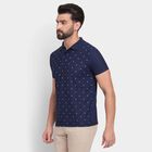 Men's Collared Half Sleeves T-Shirt , Navy Blue, small