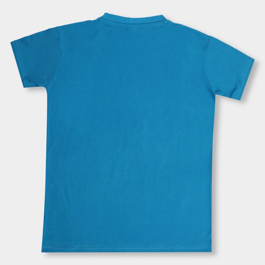 Boys' 100% Cotton Half Sleeves T-Shirt, Teal Blue, large image number null