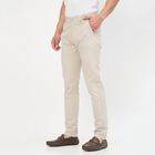 Men's Slim Fit Casual Trousers, Silver, small