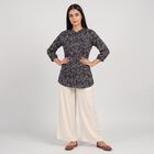 Women's Dark Grey Mandarin Collar Printed Kurti, गहरा ग्रे, small