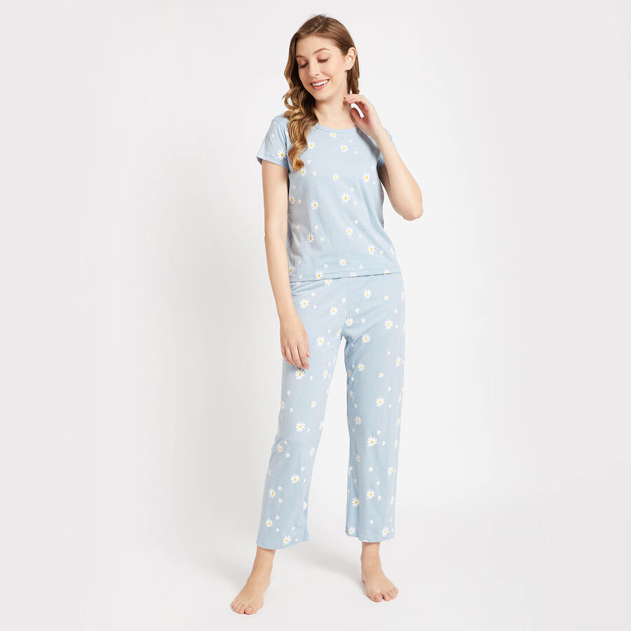 All Over Print Night Suit, हल्का नीला, large image number null