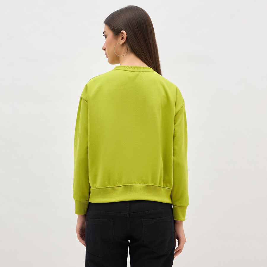 Women's Light Green Crew Neck Casual Sweatshirt, हल्का हरा, large image number null