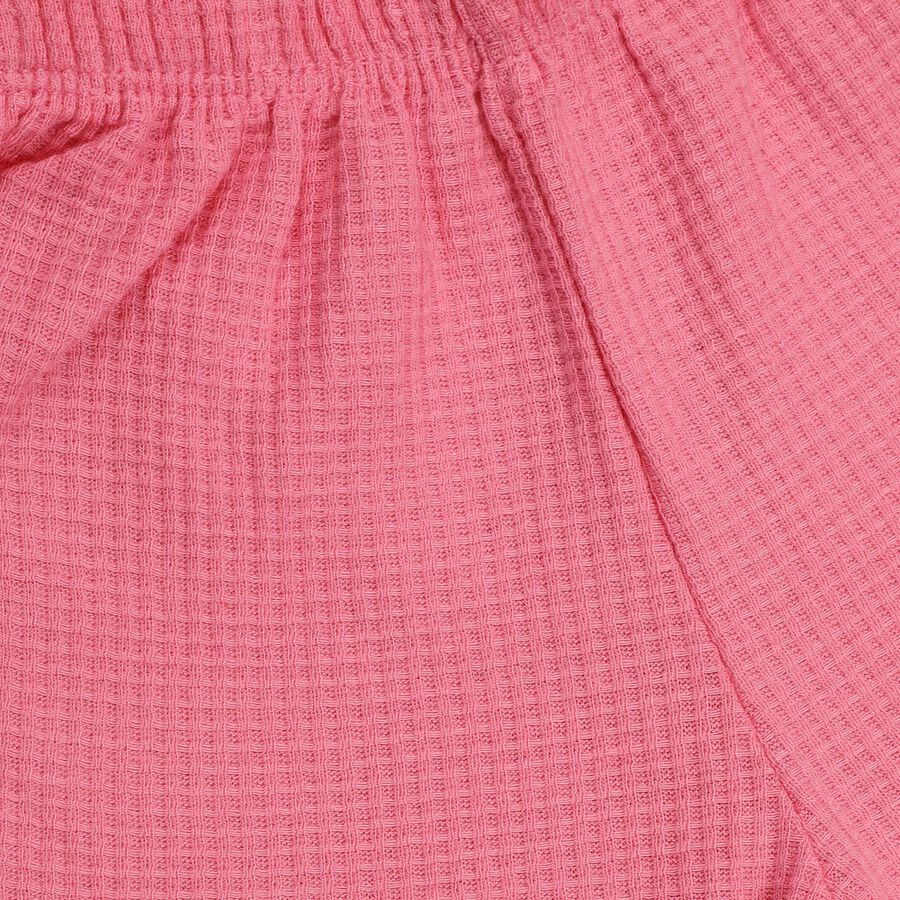 Infants' Bright Coral Pink Cotton Round Neck Casual T-Shirt and Shorts Set, Pink, large image number null