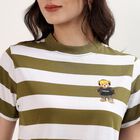 Women's Olive Round Neck Casual T-Shirt, Olive, small