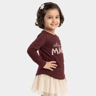 Girls' Wine Round Neck Regular Top, Wine, small