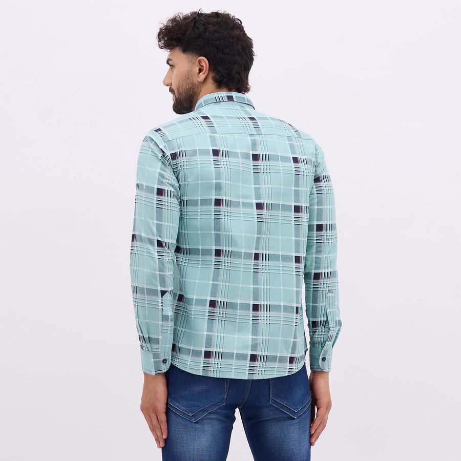 Men's Bright Aqua Blue Cotton Classic Collar Casual Shirt, Aqua, large image number null