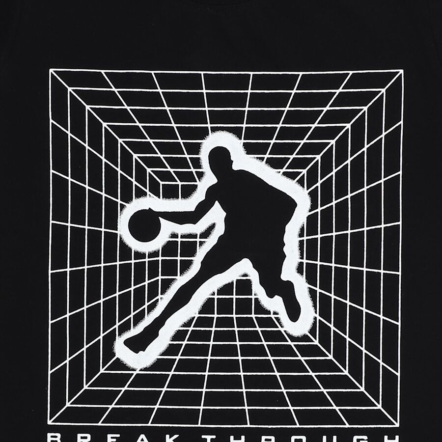 Boys Jet Black Crew Neck Casual T-Shirt, Black, large image number null