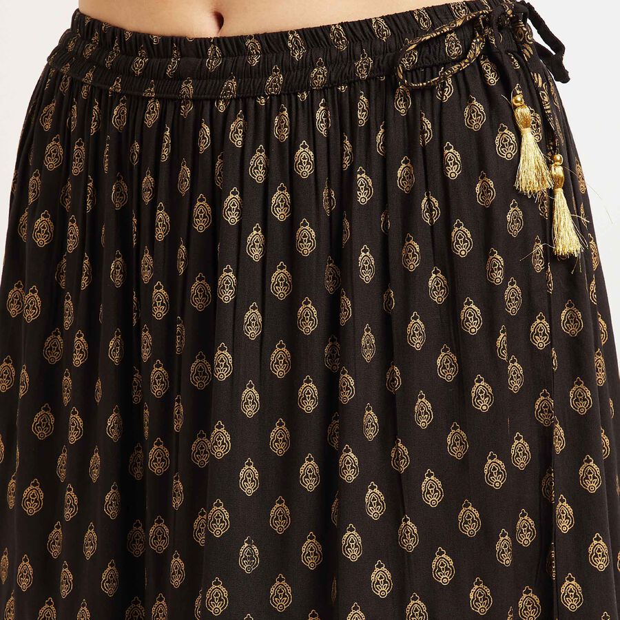 Flared Lehenga Skirt, Black, large image number null